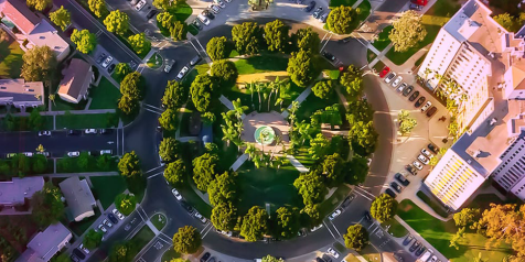 Overhead view city park