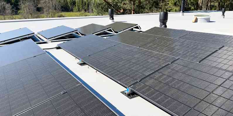 solar panels on a flat roof