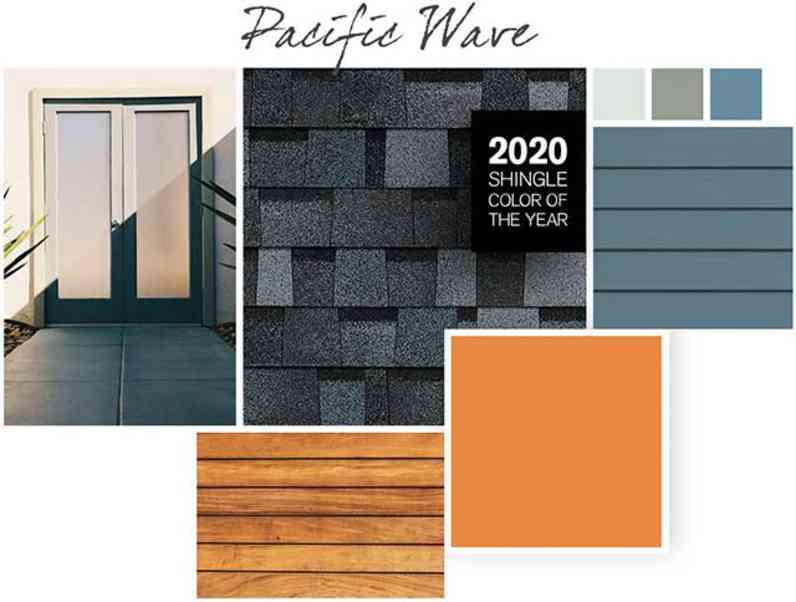 Carnival, Glimmer, Acacia Haze, and Leisure Blue paint colors compliment Pacific Wave TruDefinition Duration Designer shingles.