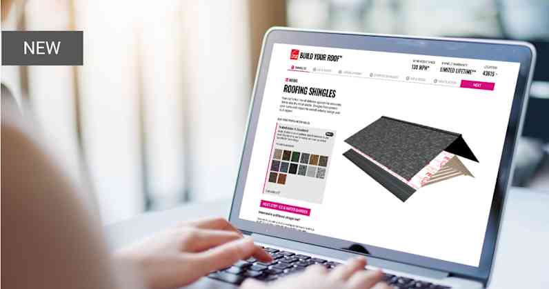 photo of a computer with the build your roof app on the screen