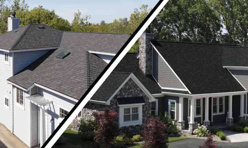 Roof with dark gray shingles vs. a roof with light gray shingles