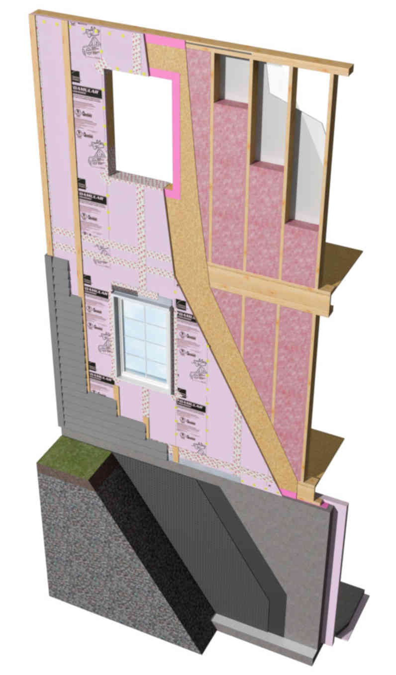 Parement en vinyle, isolant rigide et panneau OSB