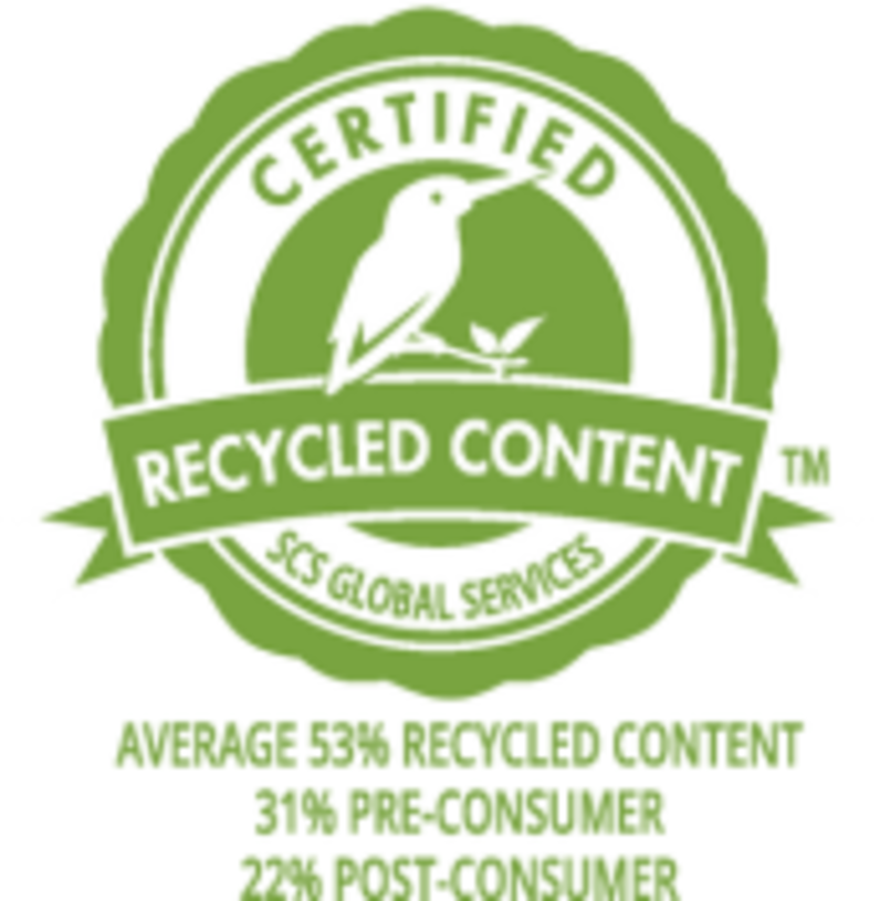 SCS Recycled Content - Average 53%