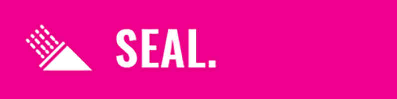 Pink banner with the icon of rain hitting the roof and the word "SEAL."