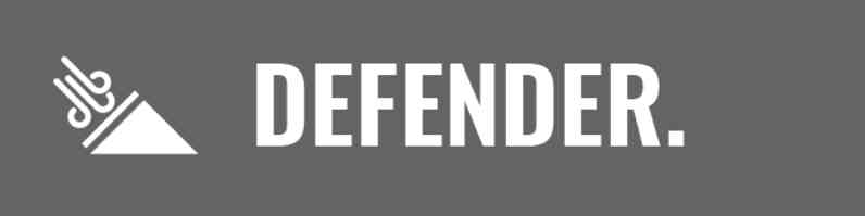 Pancarta gris con un ícono que muestra el viento golpeando el techo y la palabra "DEFENDER".