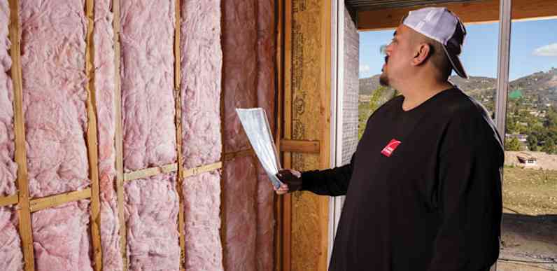 photo of contractor inspecting insulation
