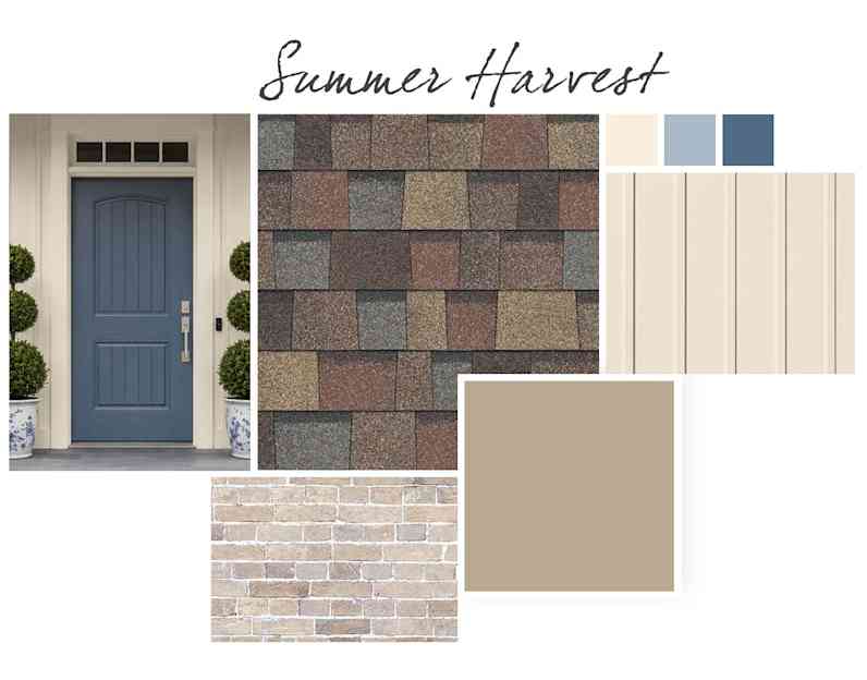 Universal Khaki, Honied White, Windy Blue and Denim paint colors complement Summer Harvest TruDefinition Duration Designer shingles.