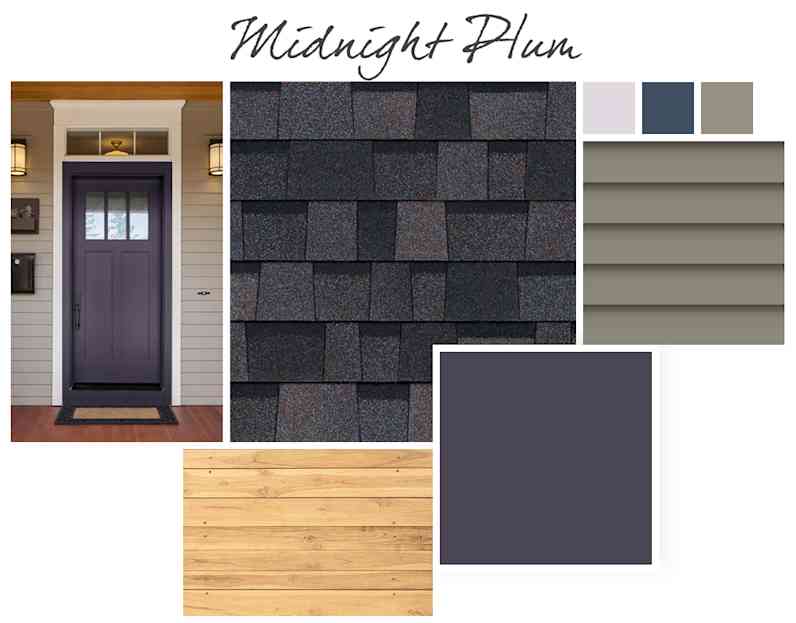 Tablero de estilo Bourbon color Shingle y pintura exterior color Garret Grey.