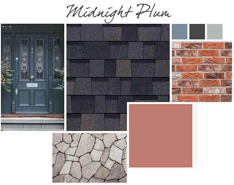 Color de teja Bourbon y color de pintura exterior Tablero de estilo emocional.