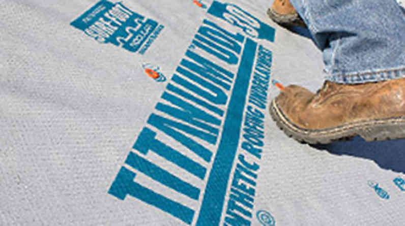Close up photo of Titanium® UDL30 Synthetic Roofing Underlayment