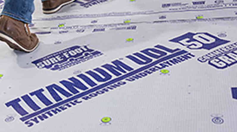 Close up photo of Titanium® UDL50 Synthetic Roofing Underlayment