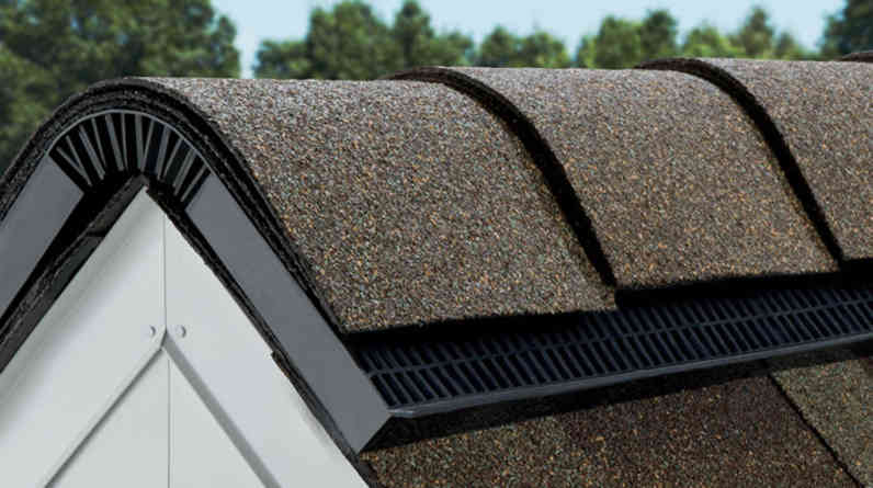 Closeup photo of a roof with VentSure® 4-Foot Strip Heat & Moisture Ridge Vent