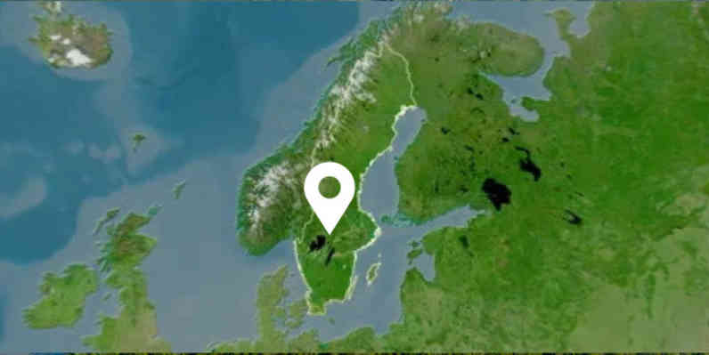Picture of Scandinavia with a location pin marker on it
