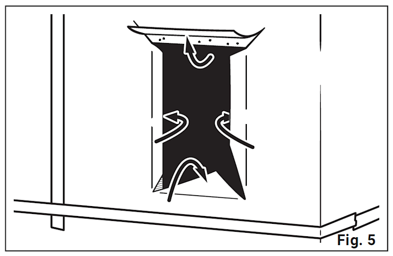Diagram showing flaps being folded into the window opening