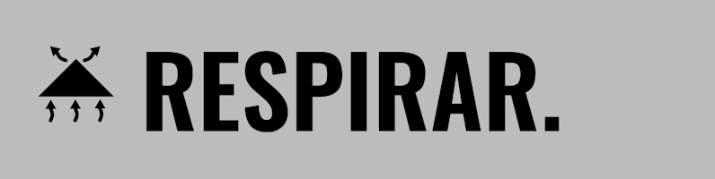 Pancarta gris claro con el icono del flujo de aire a través del sistema de techado y la palabra "RESPIRAR."