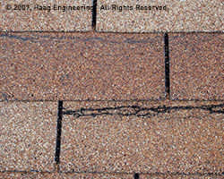 creased roofing shingles