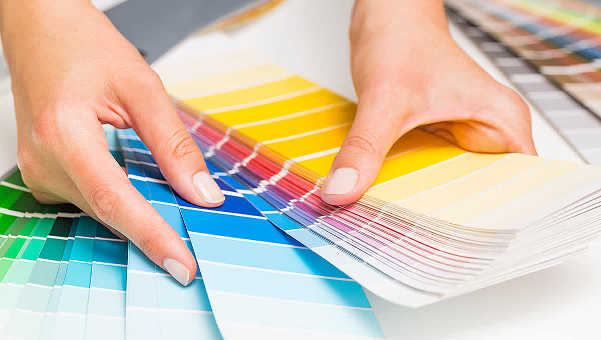 Color swatches book. Rainbow sample colors catalogue.