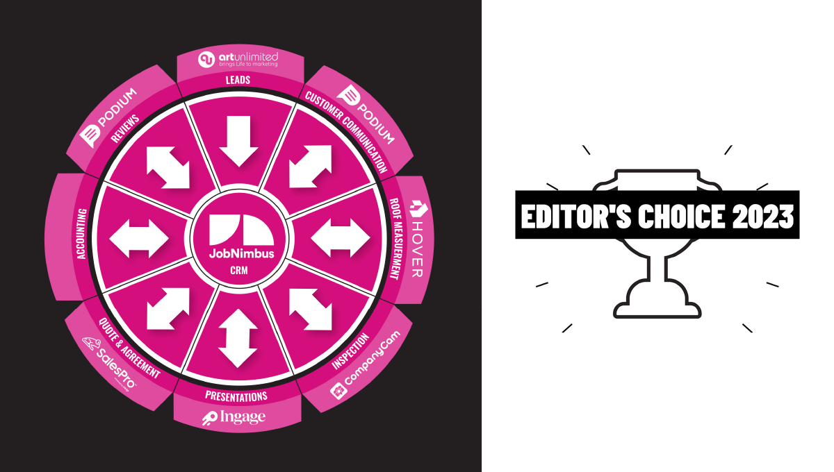Owens Corning Tech Stack wheel with black background with Editor's Choice 2023 award emblem