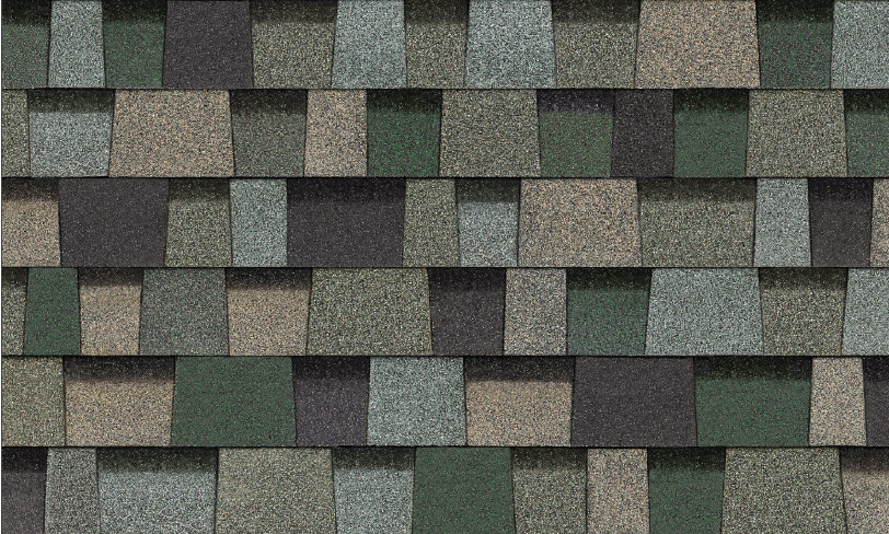 Close up of Evergreen Mist shingles