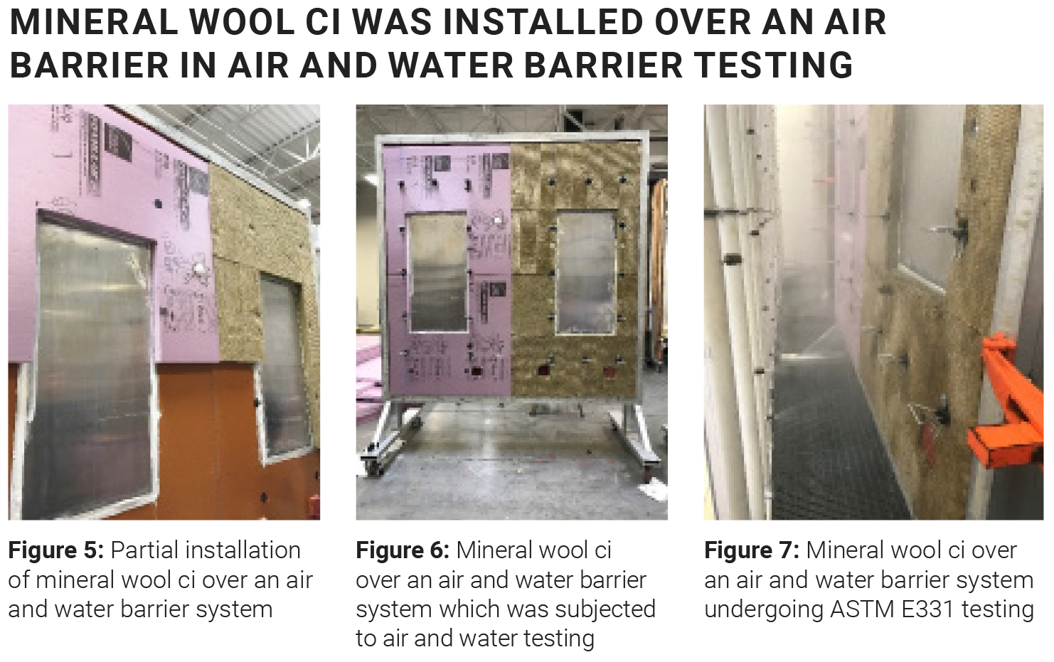 Water barrier testing of mineral wool continuous insulation installed over an air barrier