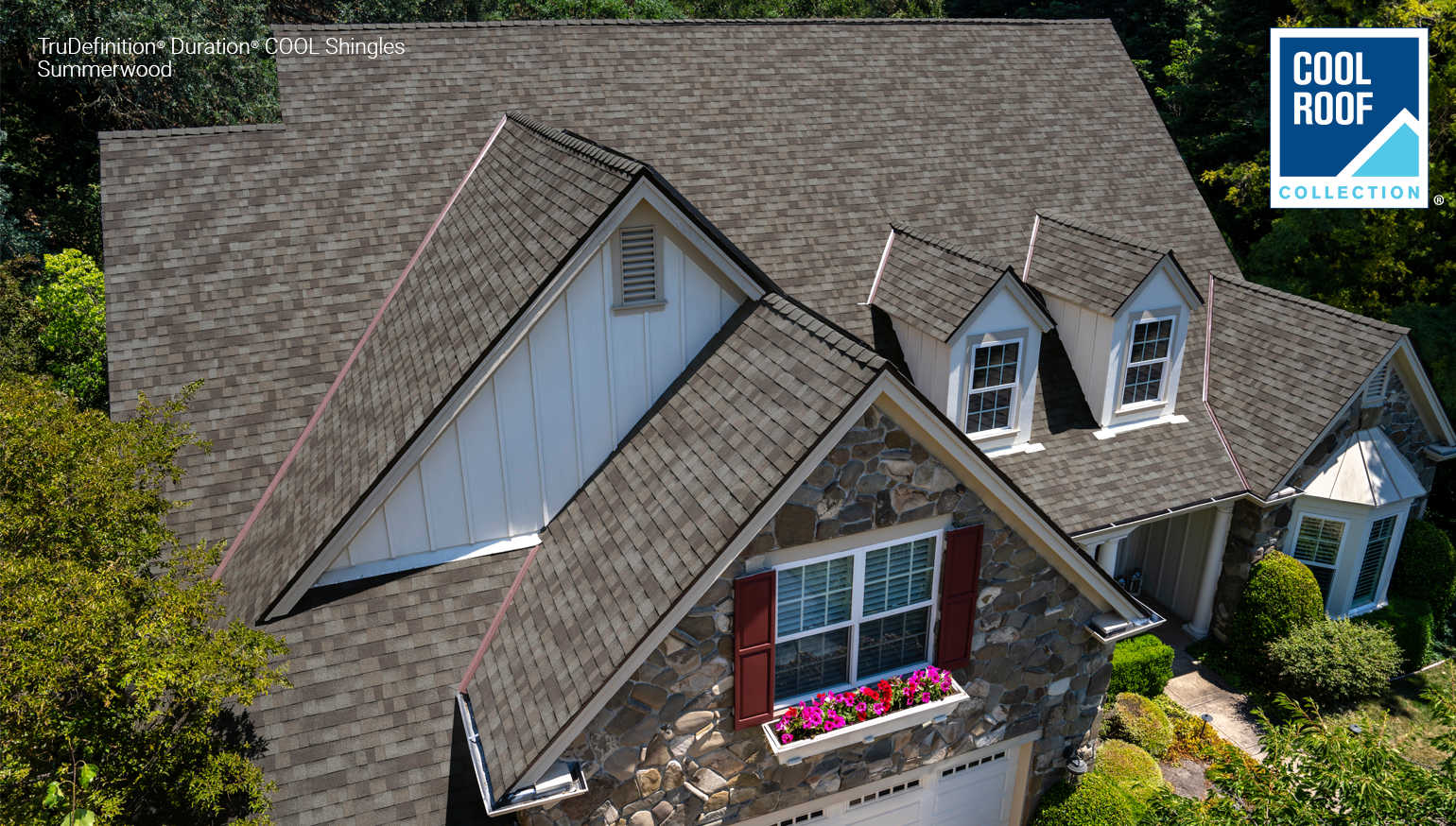 architectural shingles in the color Summerwood for Owens Corning® TruDefinition® Duration® COOL 