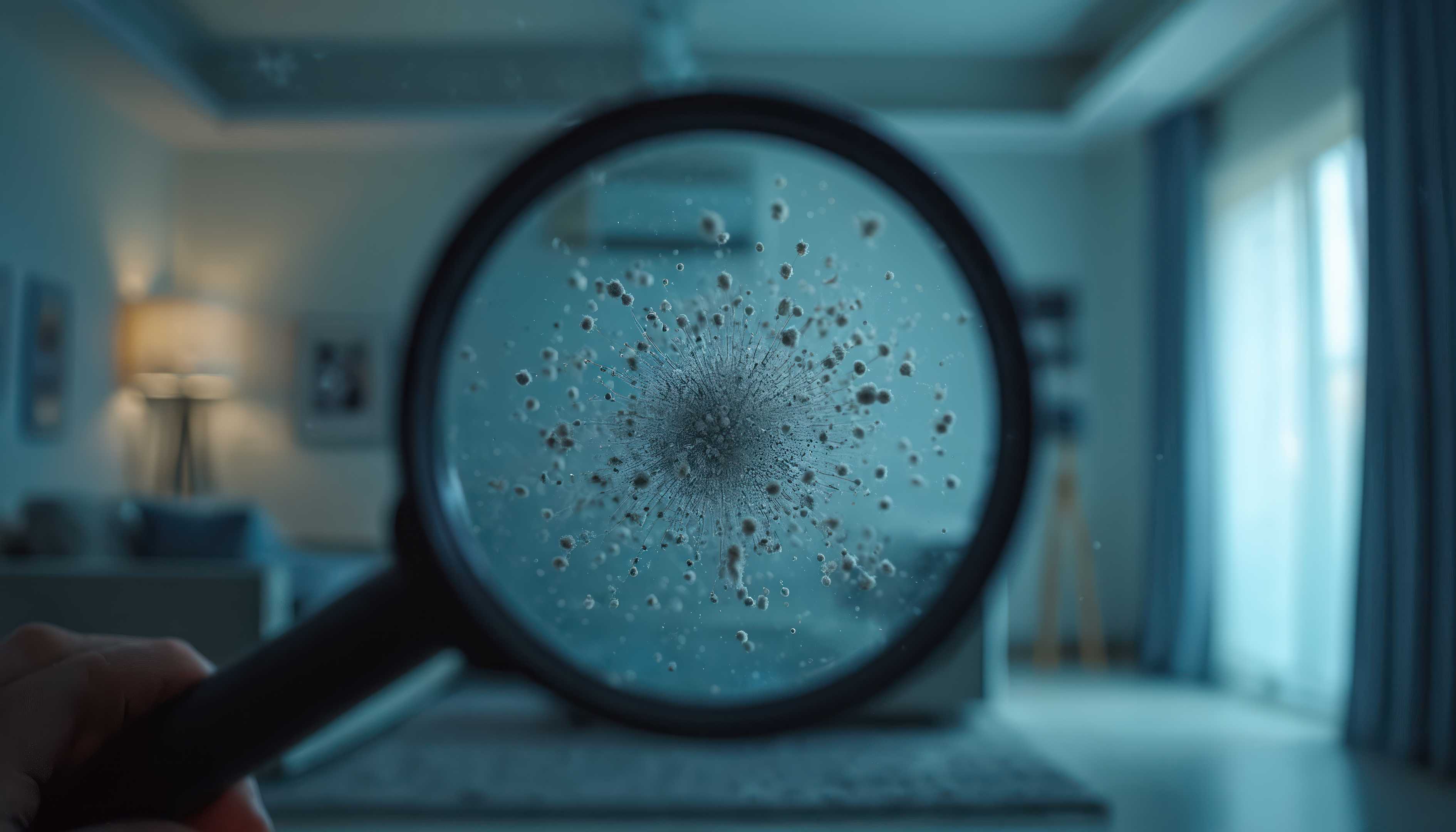 Mold under magnifying glass
