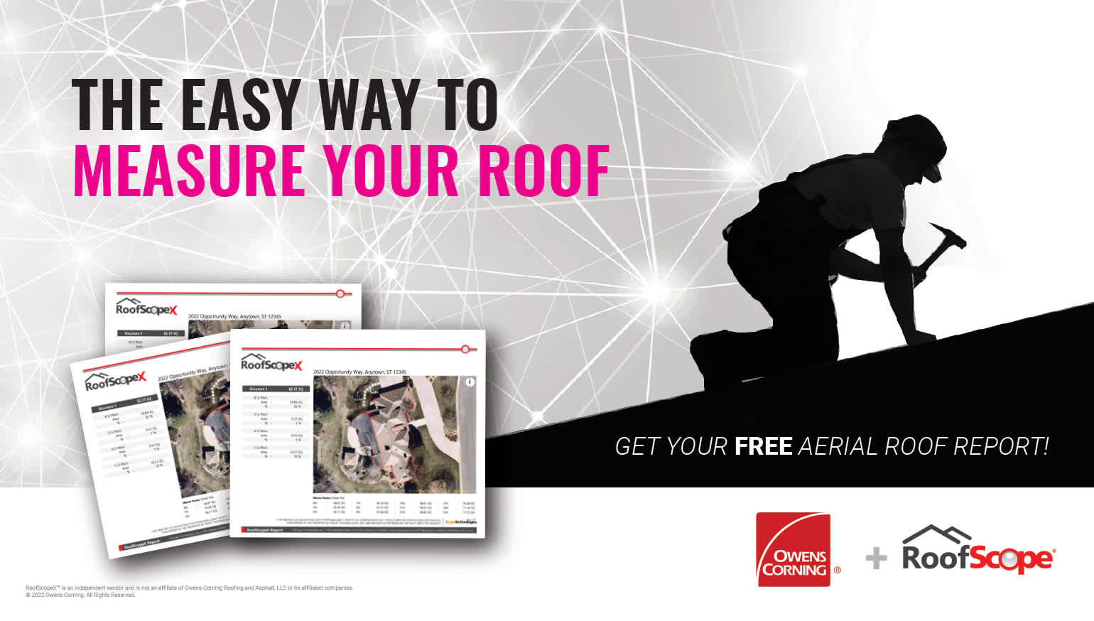 Roofscope screen shots to show aerial roof report. "The easy way to measure your roof."