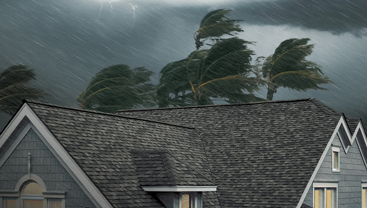 House in a windy tropical storm