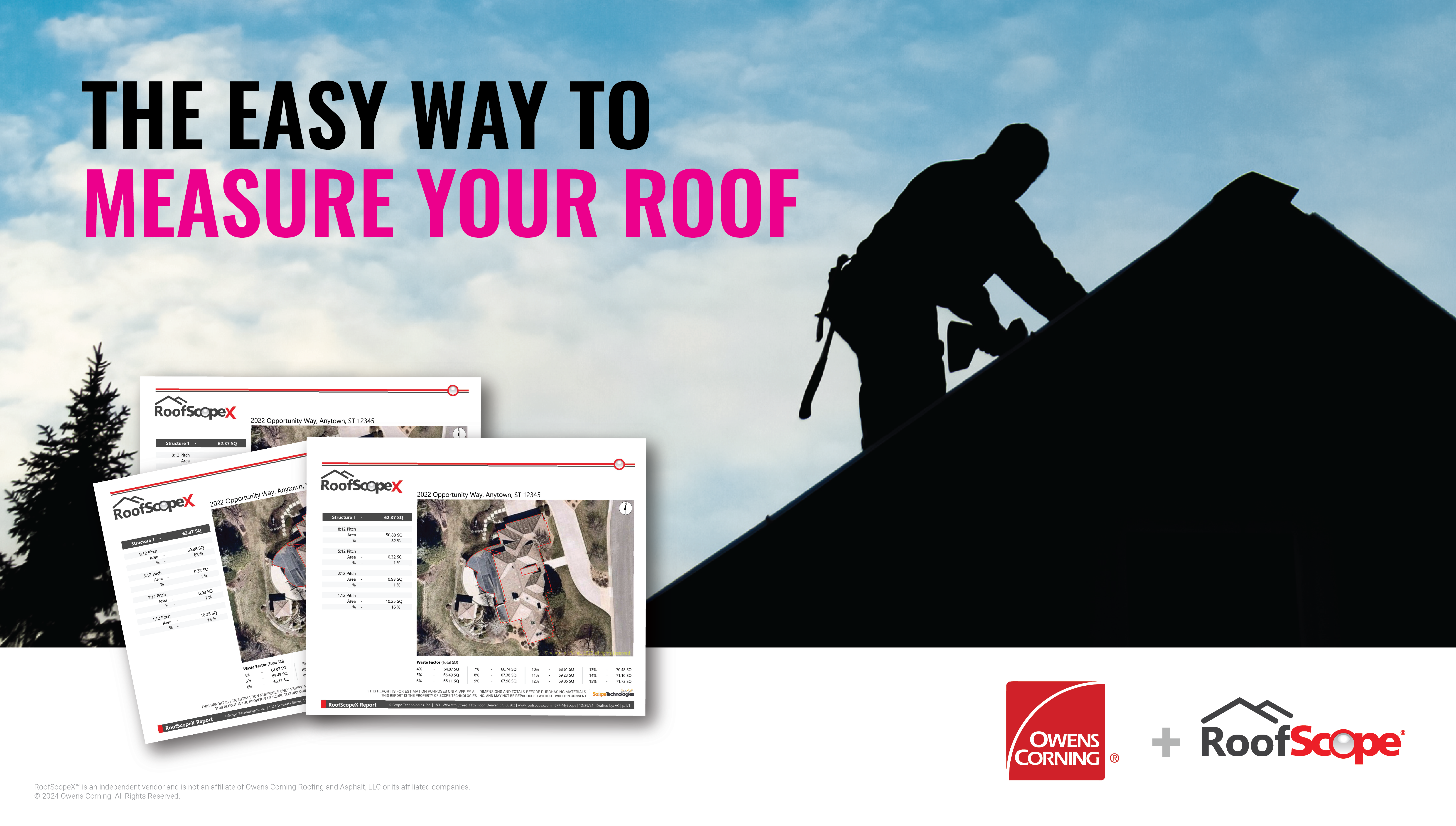 Roofscope screen shots to show aerial roof report. "The easy way to measure your roof."