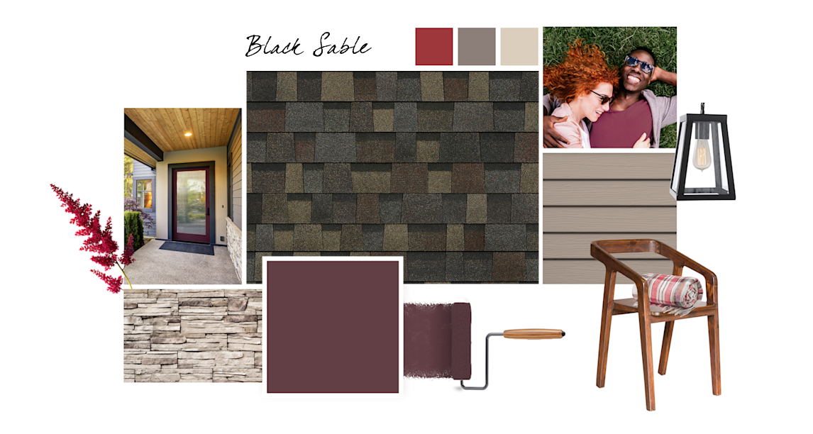 Maroon, Poinsettia, Poised Taupe and China Doll paint colors compliment Black Sable TruDefinition Duration Designer shingles.