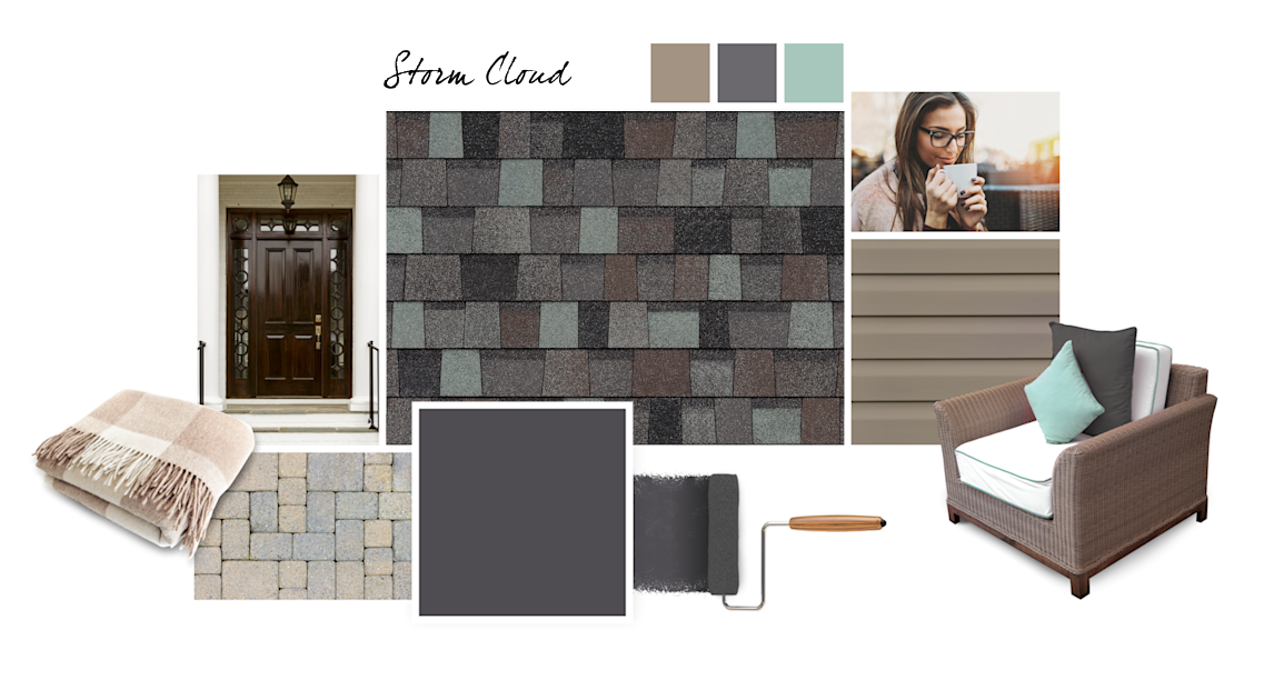 Perle Noir, Urban Jungle, Folkstone and Aloe paint colors compliment Storm Cloud TruDefinition Duration Designer shingles.
