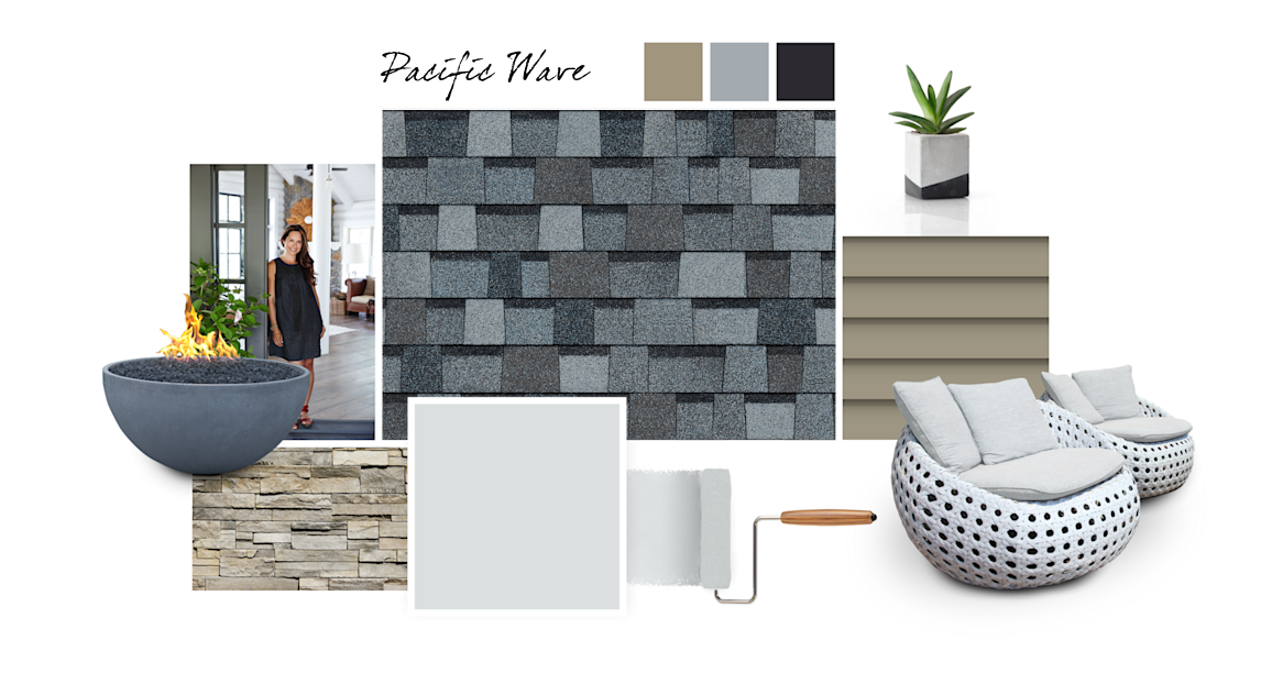 Icicle, Urban Jungle, Gris and Deep Forest Brown paint colors compliment Pacific Wave TruDefinition Duration Designer shingles.