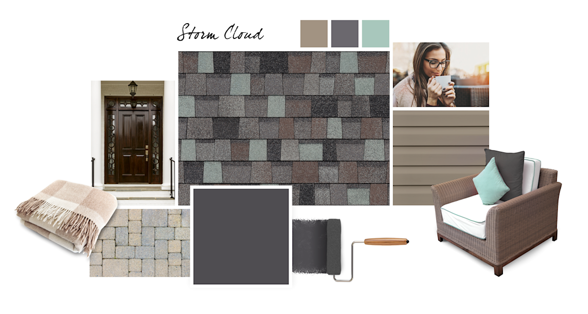 Perle Noir, Urban Jungle, Folkstone and Aloe paint colors compliment Storm Cloud TruDefinition Duration Designer shingles.