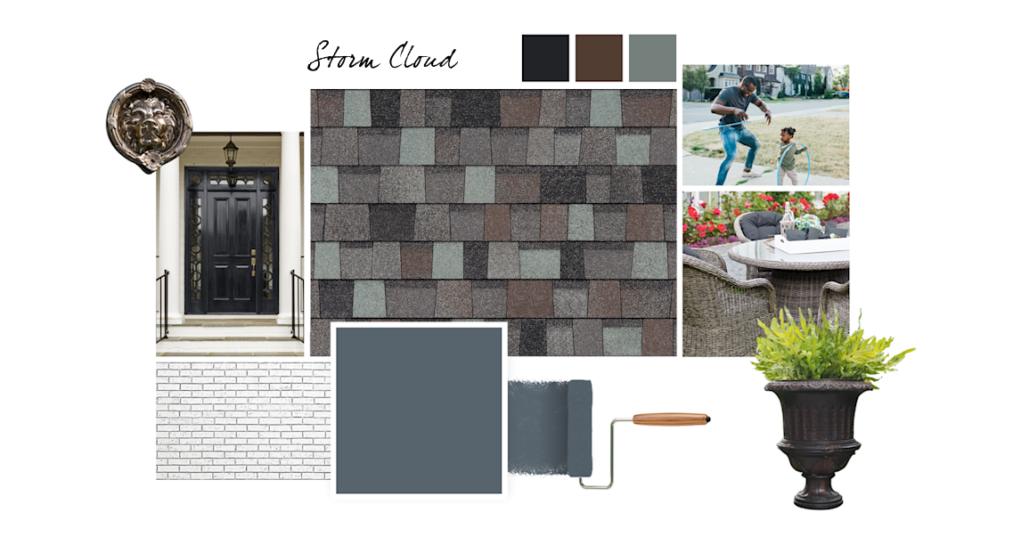 Grays Harbor, Tricorn Black, Turkish Coffee, Foggy Day paint colors compliment Storm Cloud TruDefinition Duration Designer shingles.