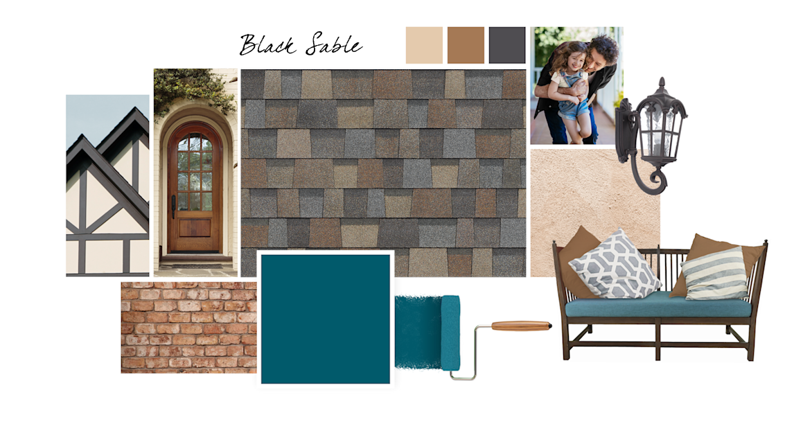 Oceanside, Interactive Cream, Smokey Topaz and Perle Noir paint colors compliment Black Sable TruDefinition Duration Designer shingles.
