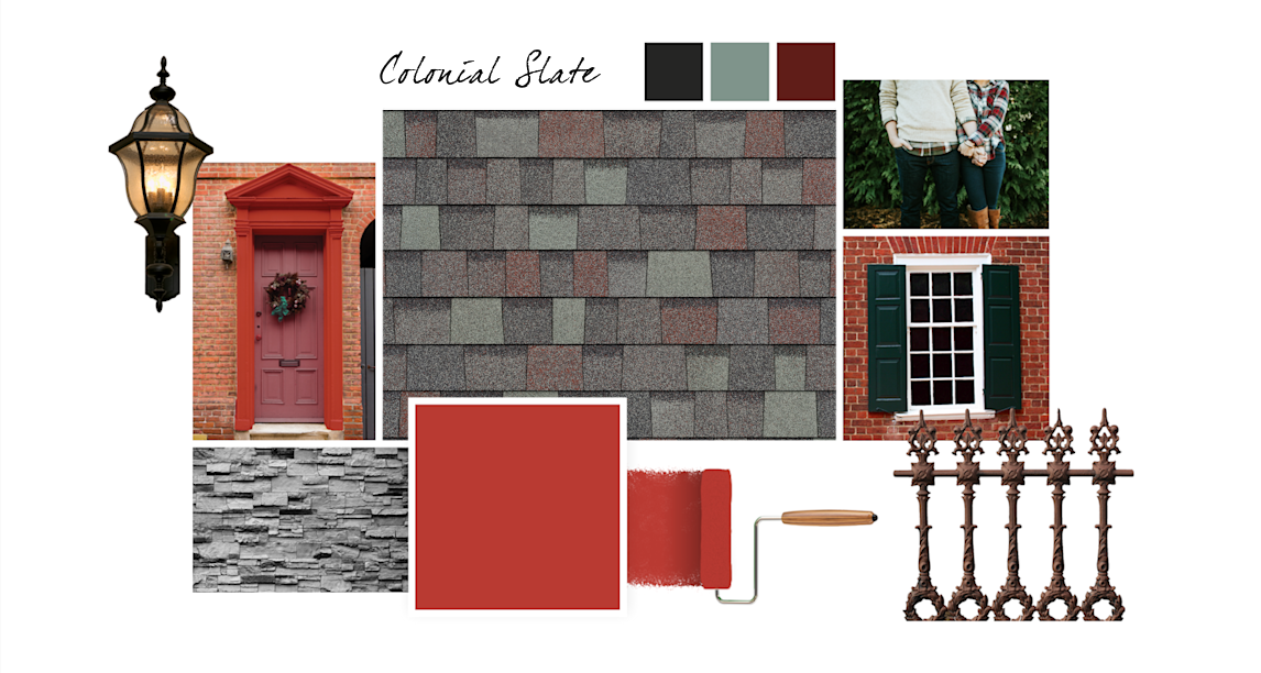 Stop, Tricorn Black, Moody Blue and Show Stopper paint colors compliment Colonial Slate TruDefinition Duration Designer shingles.