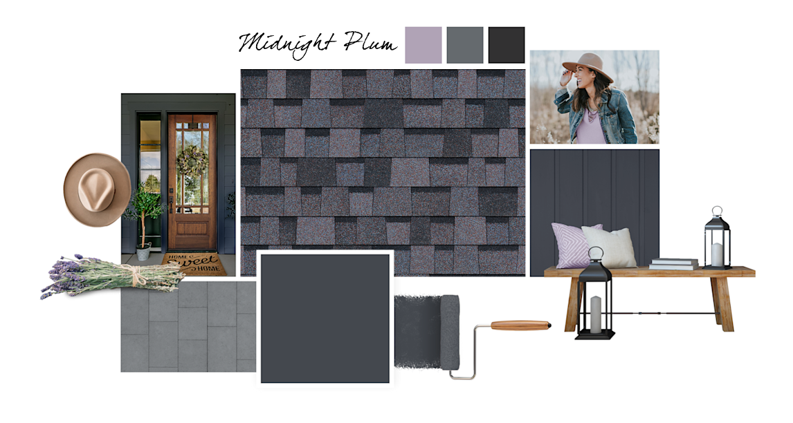 Obi Lilac, Night Out and  Black Magic paint colors compliment Midnight Plum TruDefinition Duration shingles