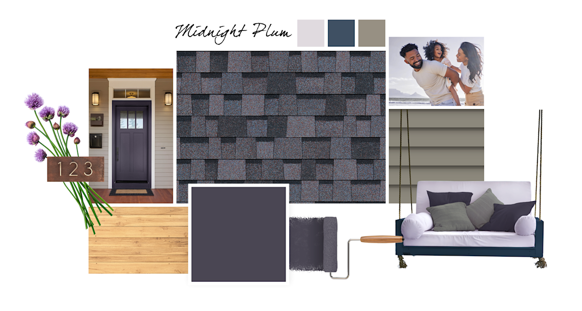 Lite Lavender, Indigo Batik and  Felted Wool paint colors compliment Midnight Plum TruDefinition Duration shingles
