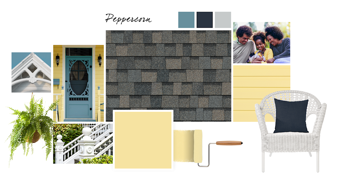 Venetian Yellow, Secret Cove, Anchors Aweigh, Gray Screen, Peppercorn, 