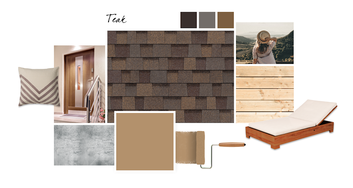 Baguette, Rockweed, Grapy and Burnished Brandy paint colors compliment Baguette & Teak TruDefinition Duration shingles.