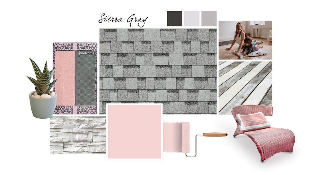 Alyssum, Iron Ore, Rhinestone and March Wind paint colors compliment Sierra Gray TruDefinition Duration shingles.