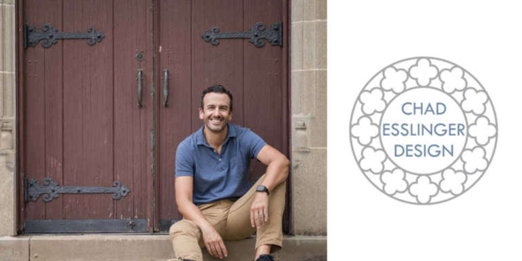 A photo of Chad Esslinger on the left with a logo on the right with the text "Chad Esslinger Design"