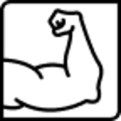 Icon of a flexed bicep showing muscle strength.