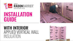 Radon barrier installation guide with interior wall panels and installation photo.