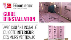 Installation guide cover for interior wall radon barrier insulation.