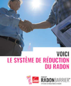 Guide cover showing a handshake promoting a radon reduction system.