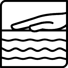 Icon of hand touching smooth surface