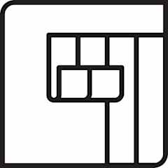 Black illustration icon of a construction working standing in the forefront with their hard hat and two individuals standing behind them in the distance.