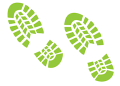 Green shoe tread foot prints icon