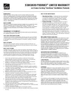 VentSure® Ventilation Products Limited Warranty